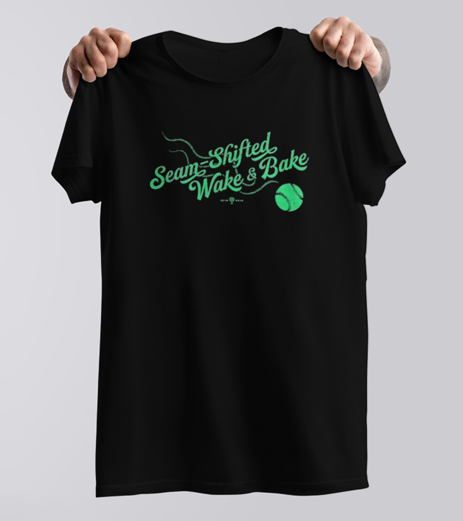 Seam-Shifted Wake And Bake Baseball Concept T-Shirt