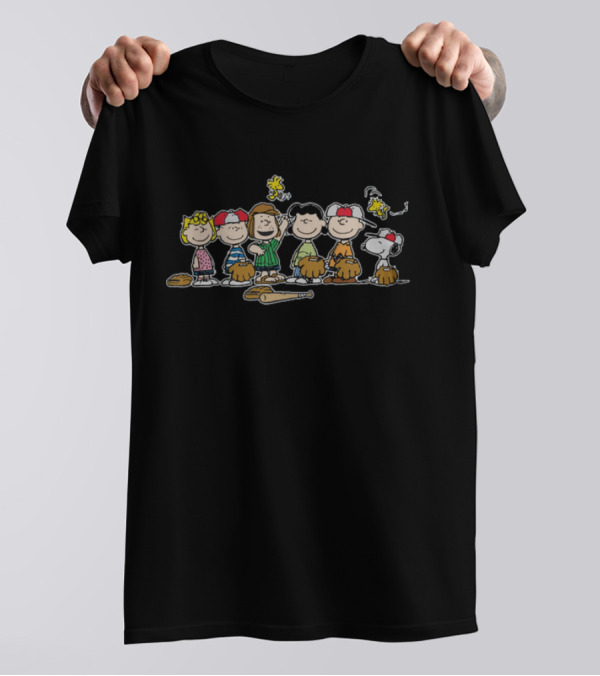 Peanuts Baseball Team With Snoopy And Woodstock T-Shirt