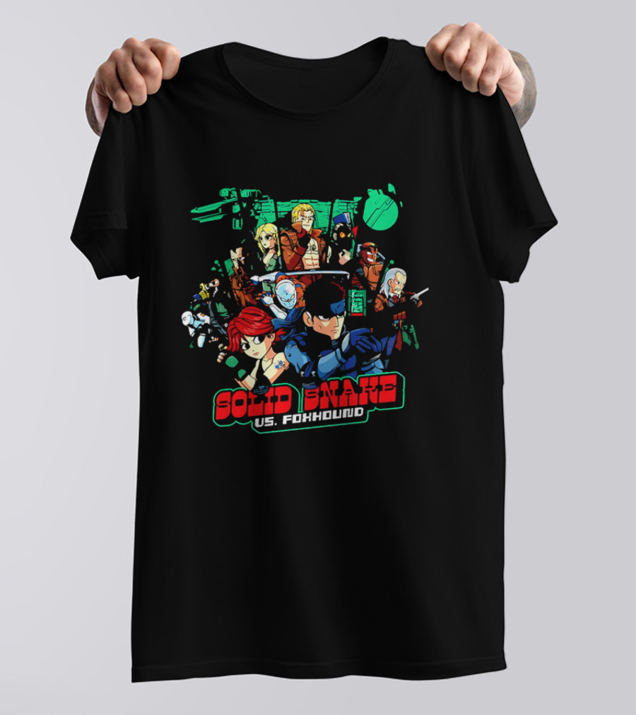 Solid Snake Vs Foxhound Cartoon Characters Comic Style Adventure T-Shirt