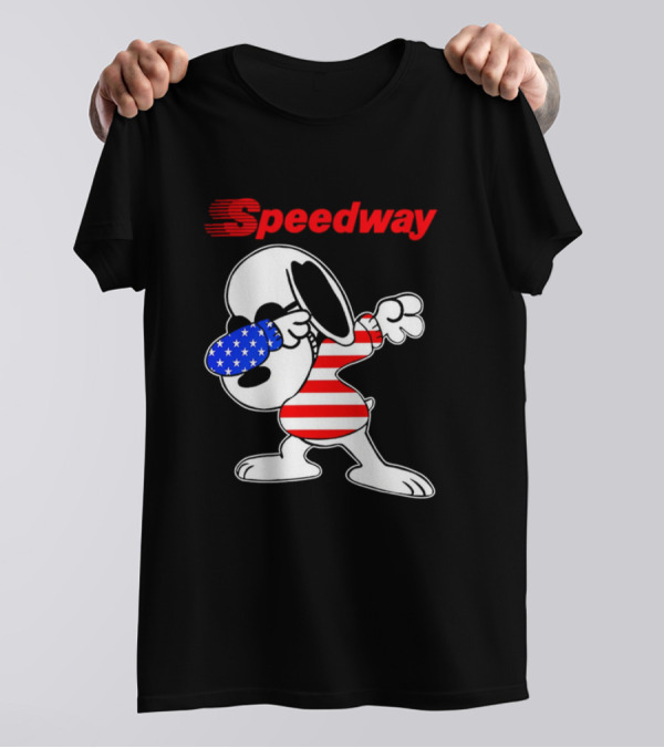 Speedway Snoopy Dabbing American Flag Outfit T-Shirt