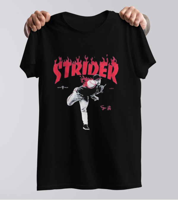 Strider Flames Baseball Pitcher Throwing Action T-Shirt
