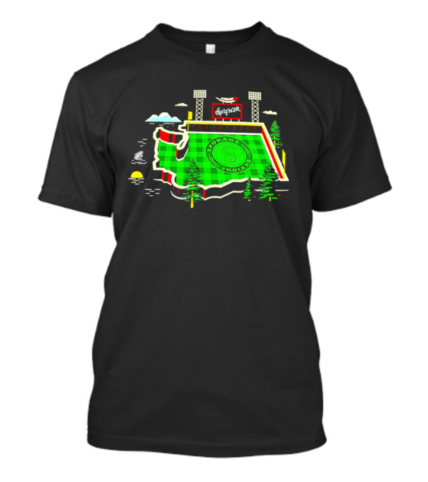 Spokane Indians Stadium Washington State Map Baseball Field T-Shirt