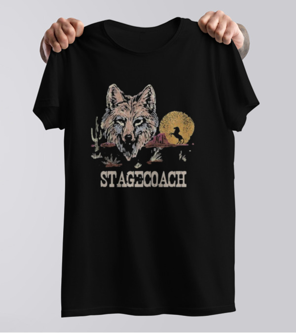 Stagecoach Lone Coyote Indio California 2025 Wolf Desert Scene T-Shirt
