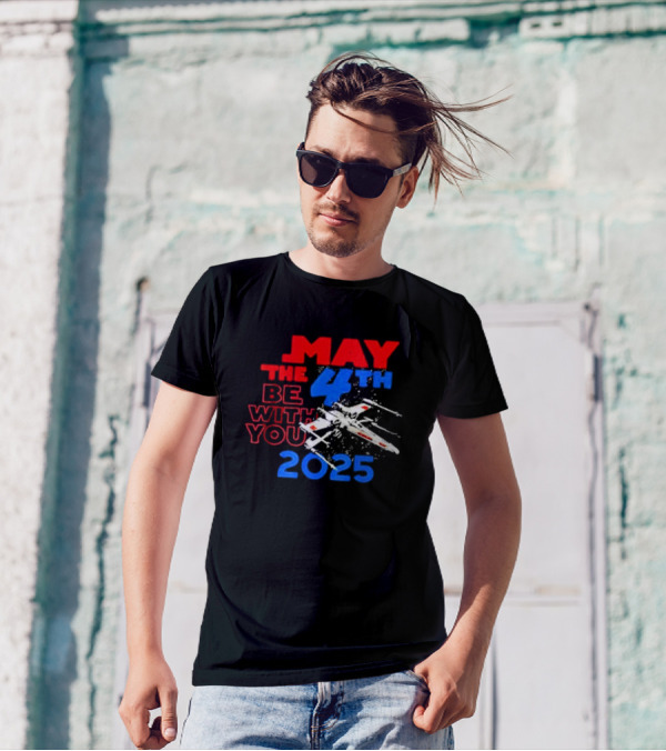 Star Wars Day 2025 May The 4th Be With You X-Wing Fighter T-Shirt