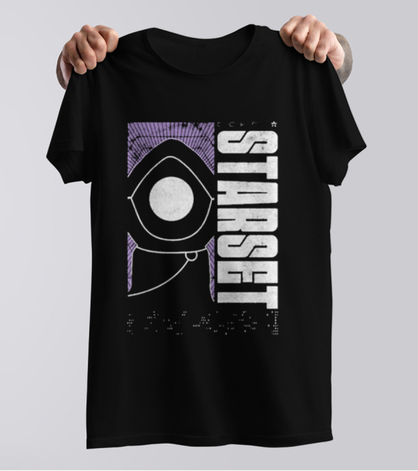 Starset Echo Purple Hooded Figure Bold White Text T-Shirt