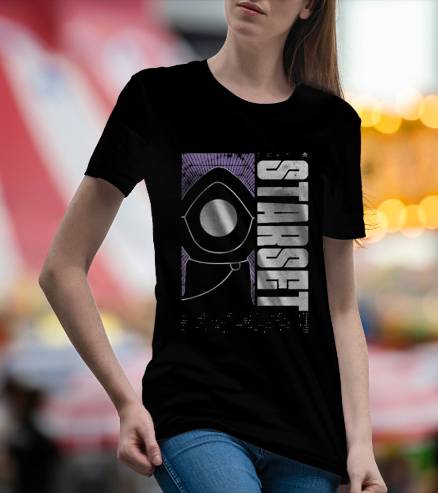 Starset Echo Purple Hooded Figure Bold White Text T-Shirt