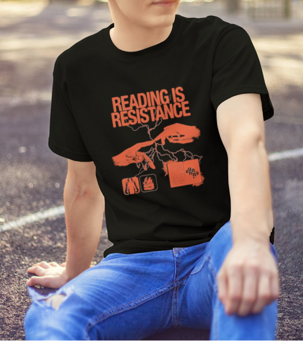 Sunnys Book Truck Reading Is Resistance With Hands And Open Books T-Shirt