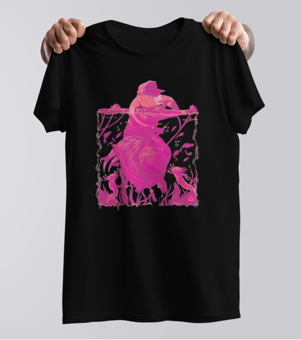 Ten Hundred Clever Girl Pink Dinosaur With Hat Underwater Artwork T-Shirt