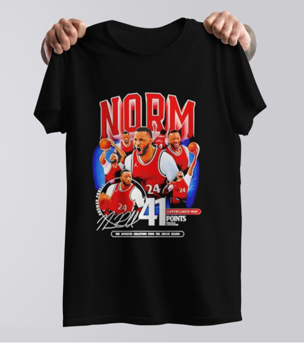 Clippers Norman Powell 24 Clippers Career High Signature 41 Points T-Shirt