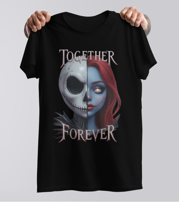 Together Forever Jack And Sally Half Face Mashup T-Shirt