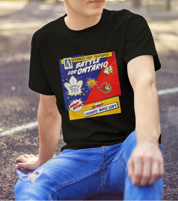 Stanley Cup Playoffs 2025 Battle For Ontario Toronto Maple Leafs Vs Ottawa Senators Rivalry Edition Victory 4-2 T-Shirt