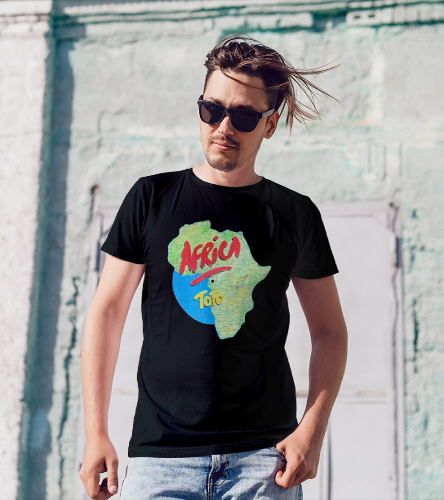 Toto Africa Map Shape With Record Design T-Shirt