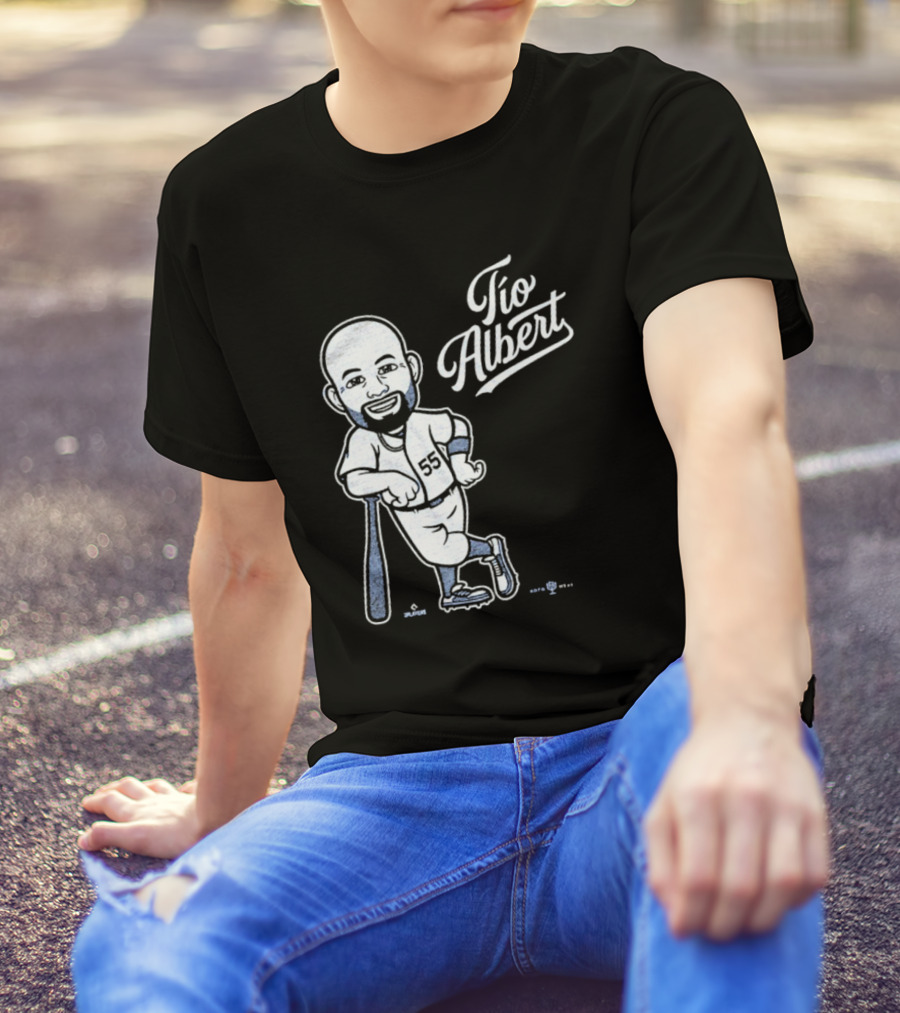 Tío Albert Baseball Player Cartoon With Bat And Number 55 T-Shirt