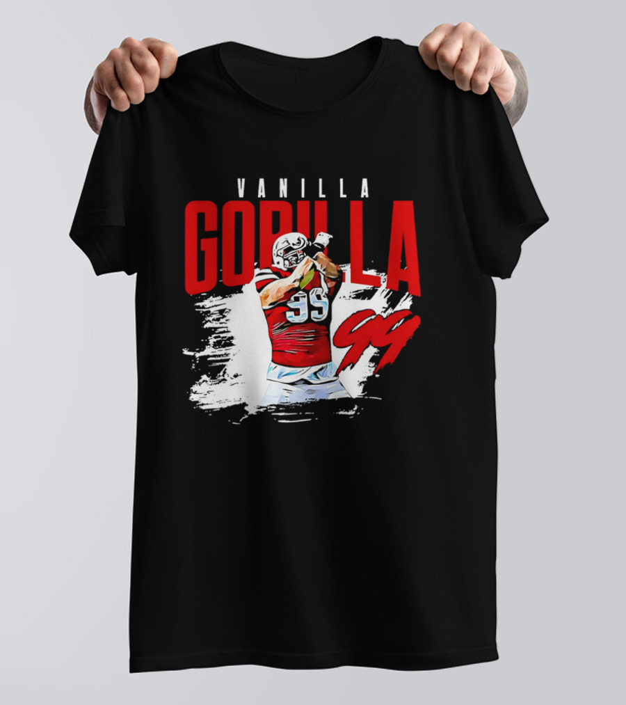 Vanilla Gorilla Number 99 Football Jersey Athlete Action Pose T-Shirt