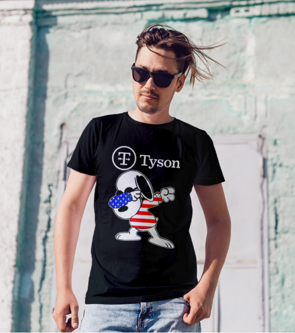 Tyson Foods Snoopy Dabbing American Flag Character T-Shirt