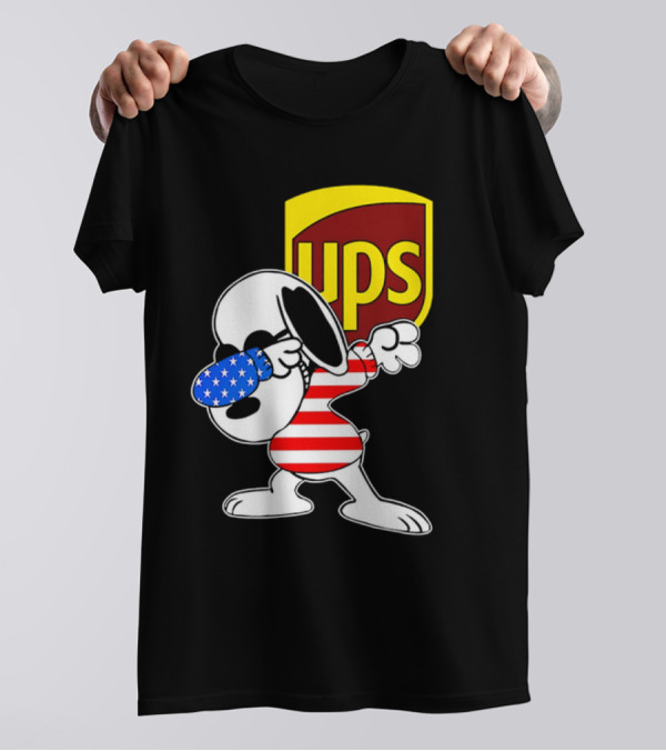 Snoopy American Flag Dabbing UPS Shield T-Shirt