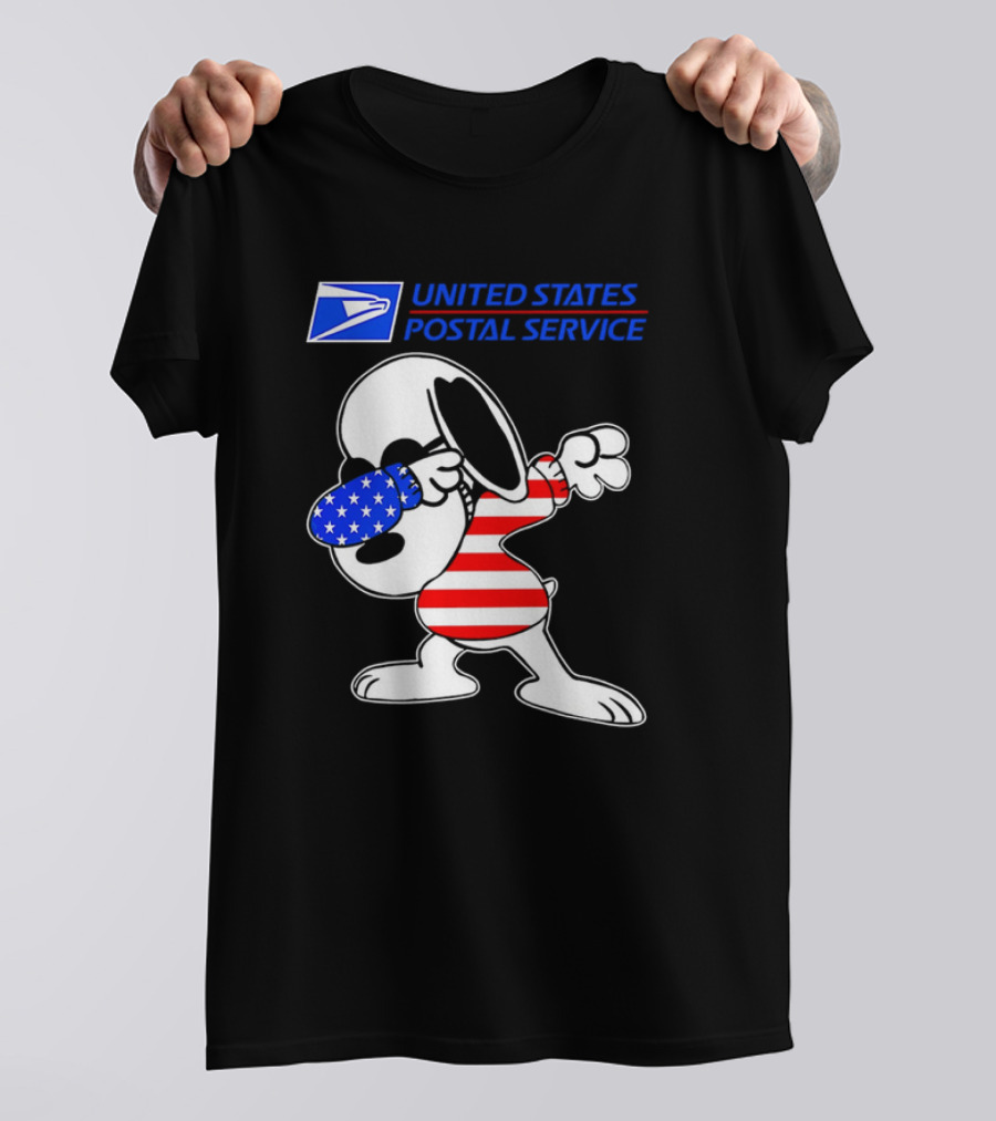 USPS United States Postal Service Snoopy Dabbing American Flag T-Shirt