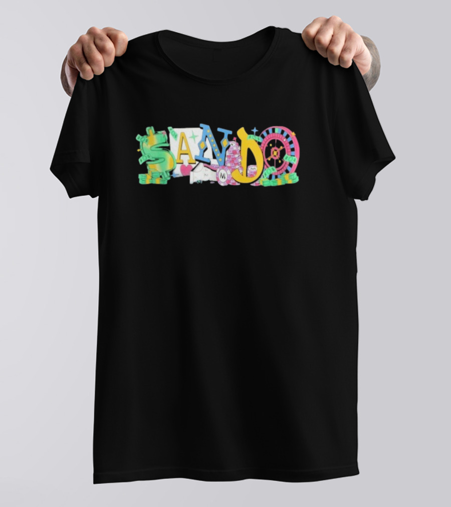 Vegas Matt Sando Casino Theme Money Roulette And Dice T-Shirt