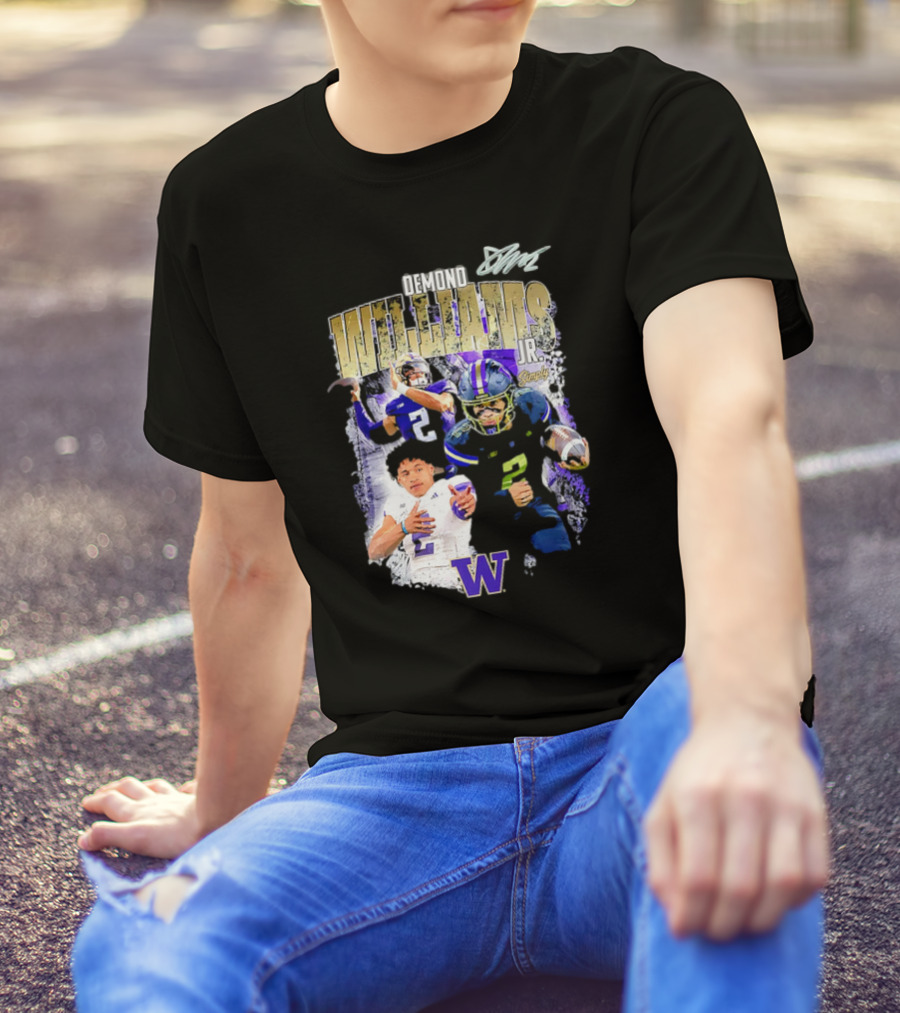 Demond Williams Jr. Washington Huskies Football W Logo T-Shirt