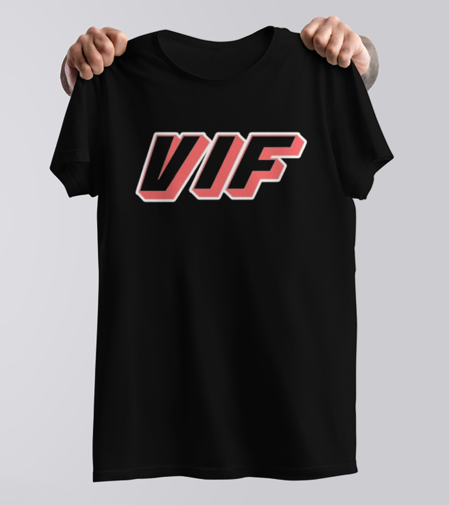 VIF Bold Red Black Outline Text T-Shirt