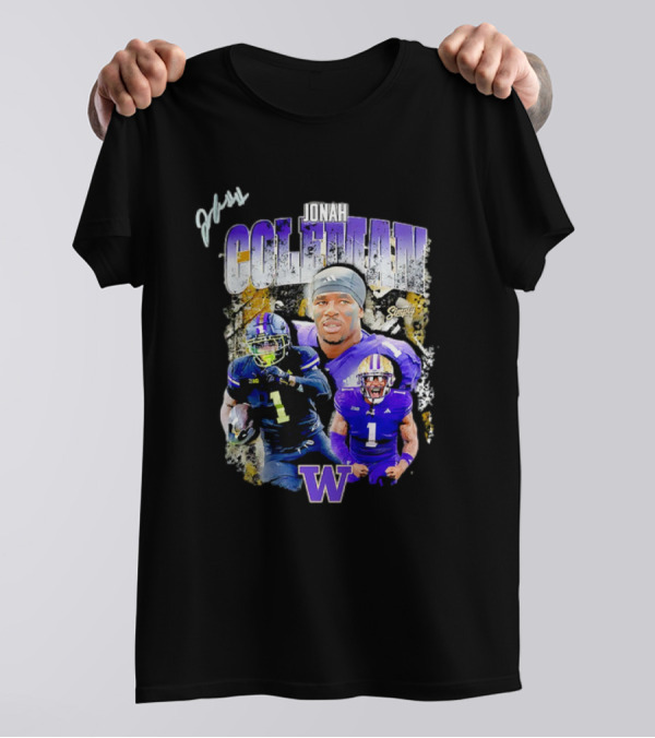 Jonah Coleman Washington Huskies Simply College Football W Player Signature T-Shirt