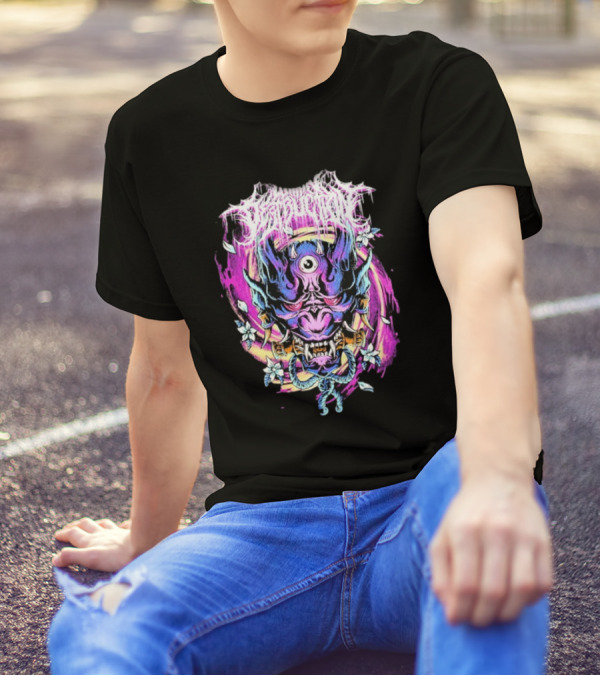 Within Destruction Psychedelic Oni Mask With Floral Accents T-Shirt