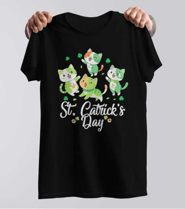 St Catricks Day Cats St Patricks Day Cat Lover St Pattys T-Shirt