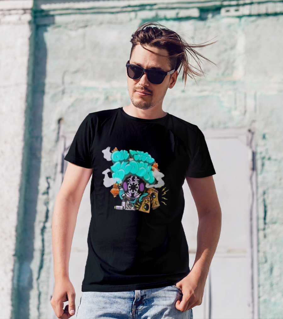 Old This Block Graffiti Tape Art With Speakers And Lightning T-Shirt