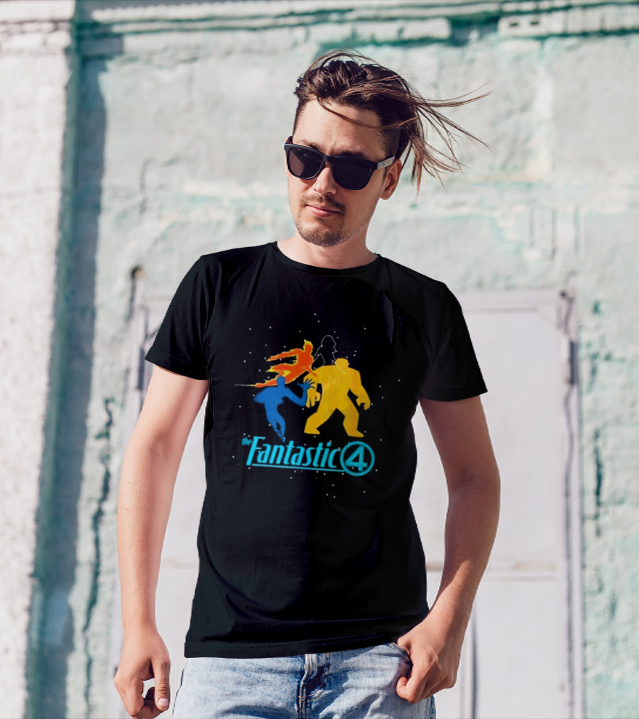 Fantastic Four Team Explosive Silhouette Action T-Shirt