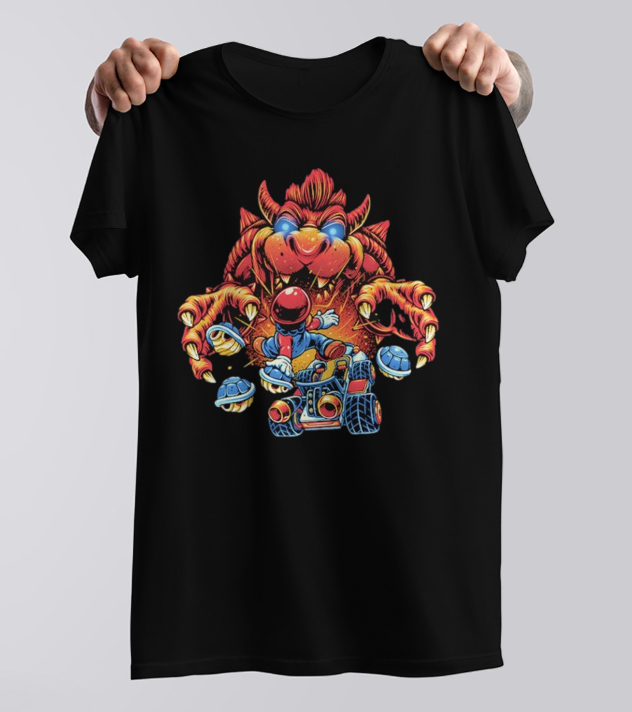 The Final Boss Retro Gaming Monster Battle With Kart Racer And Turtle Shells T-Shirt