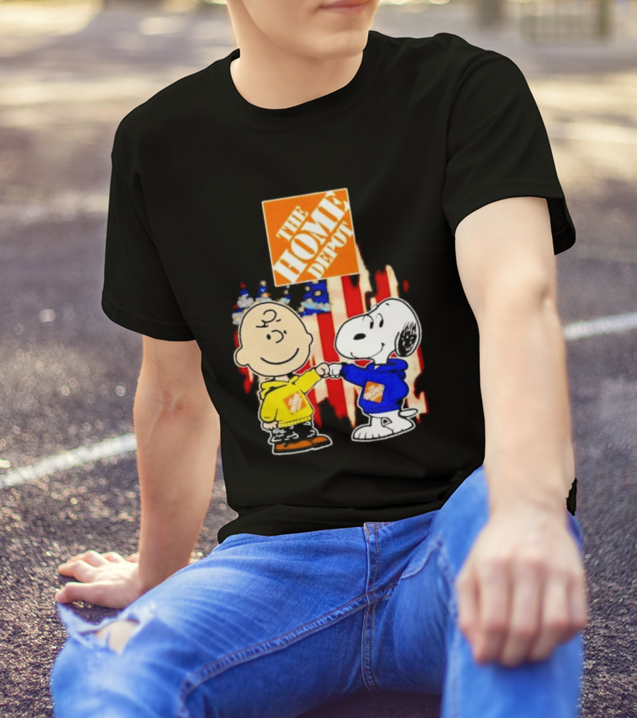 The Home Depot Charlie Brown Snoopy American Flag T-Shirt