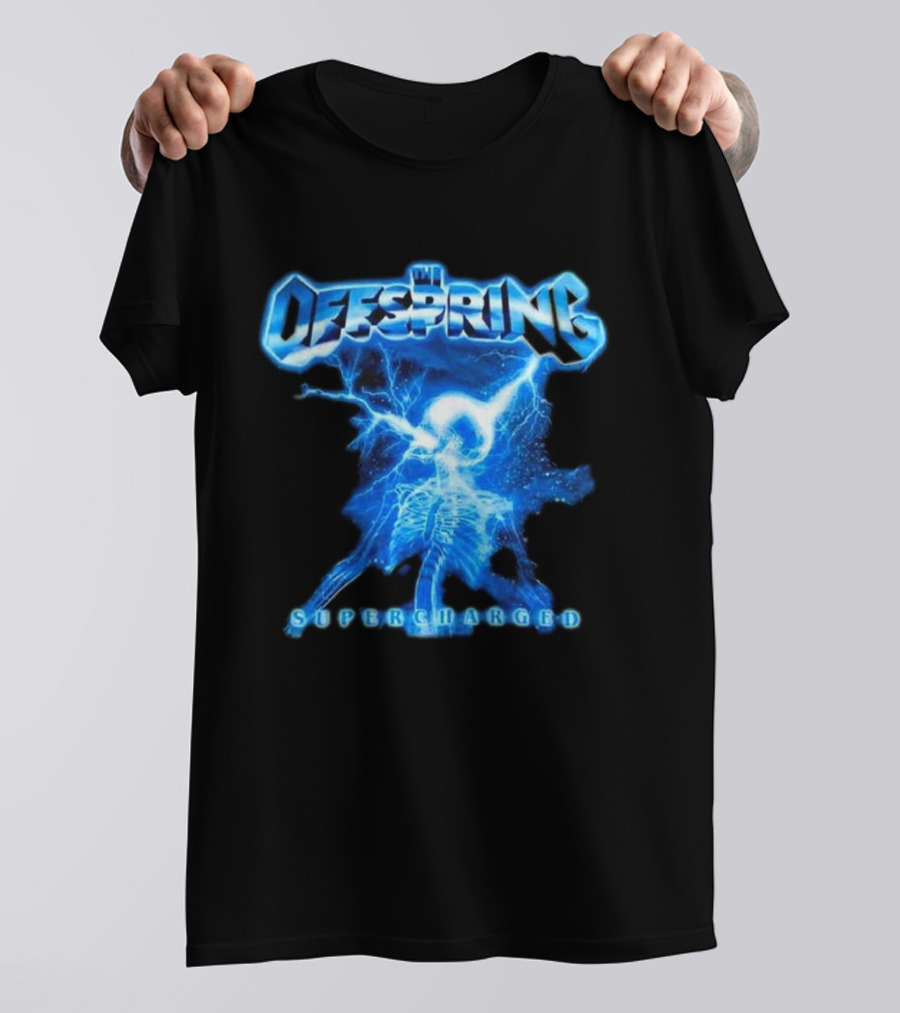 The Offspring Supercharged Worldwide Tour 2025 Japan & Australia Electric Blue Lightning Skeleton T-Shirt