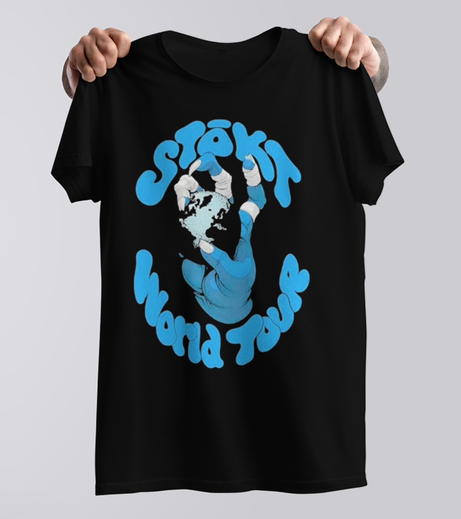 Stōkt World Tour Blue Water Hand Motif T-Shirt