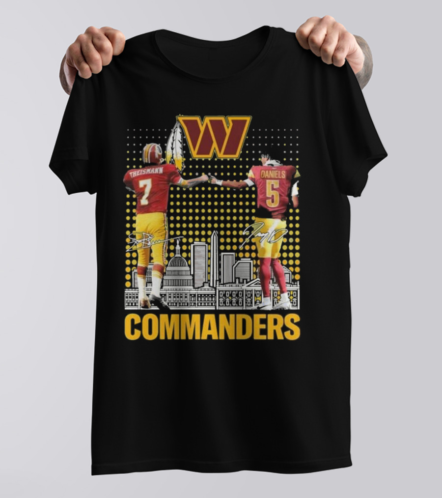 Commanders Theismann Daniels Football Signatures T-Shirt