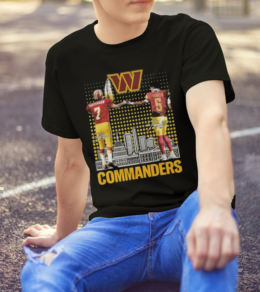Commanders Theismann Daniels Football Signatures T-Shirt