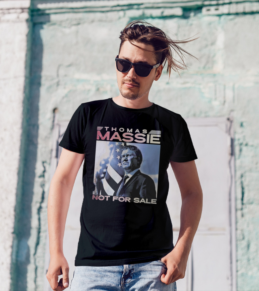 Thomas Massie Not For Sale American Flag Portrait T-Shirt
