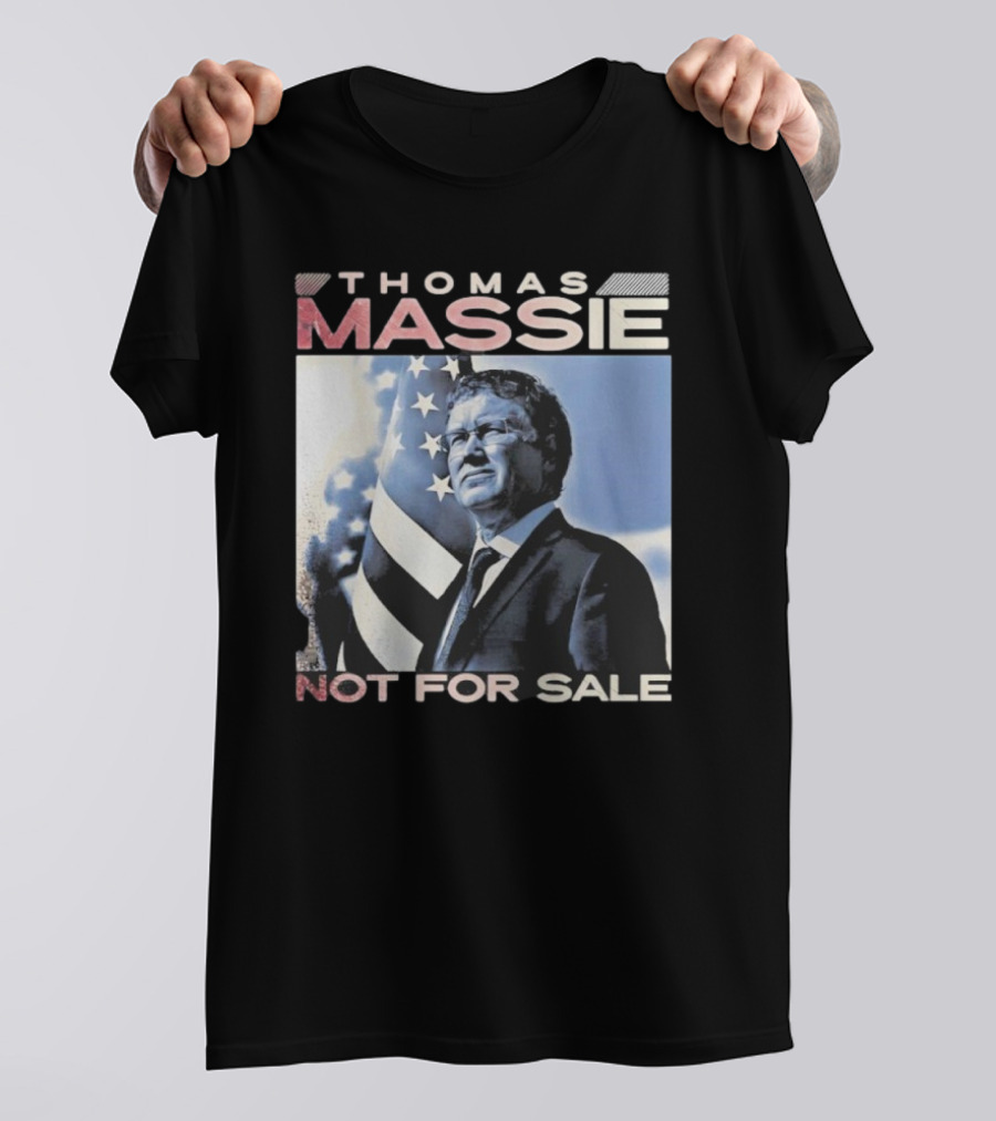 Thomas Massie Not For Sale American Flag Portrait T-Shirt