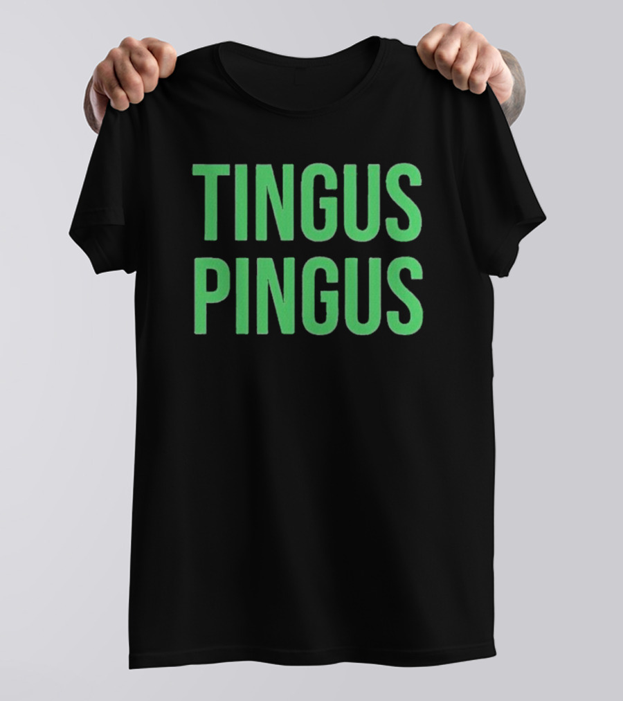Tingus Pingus Internet Meme Phrase Bold Green Text T-Shirt