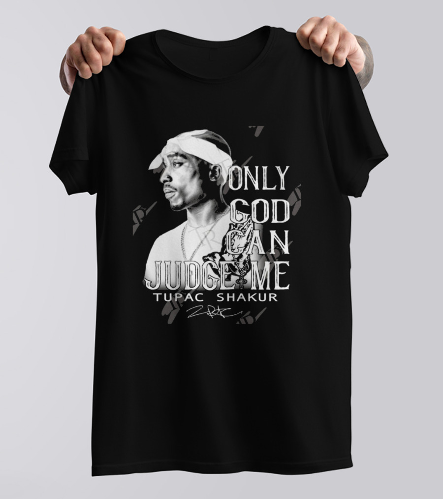 Tupac Shakur Only God Can Judge Me Signature Bandana Tribute T-Shirt