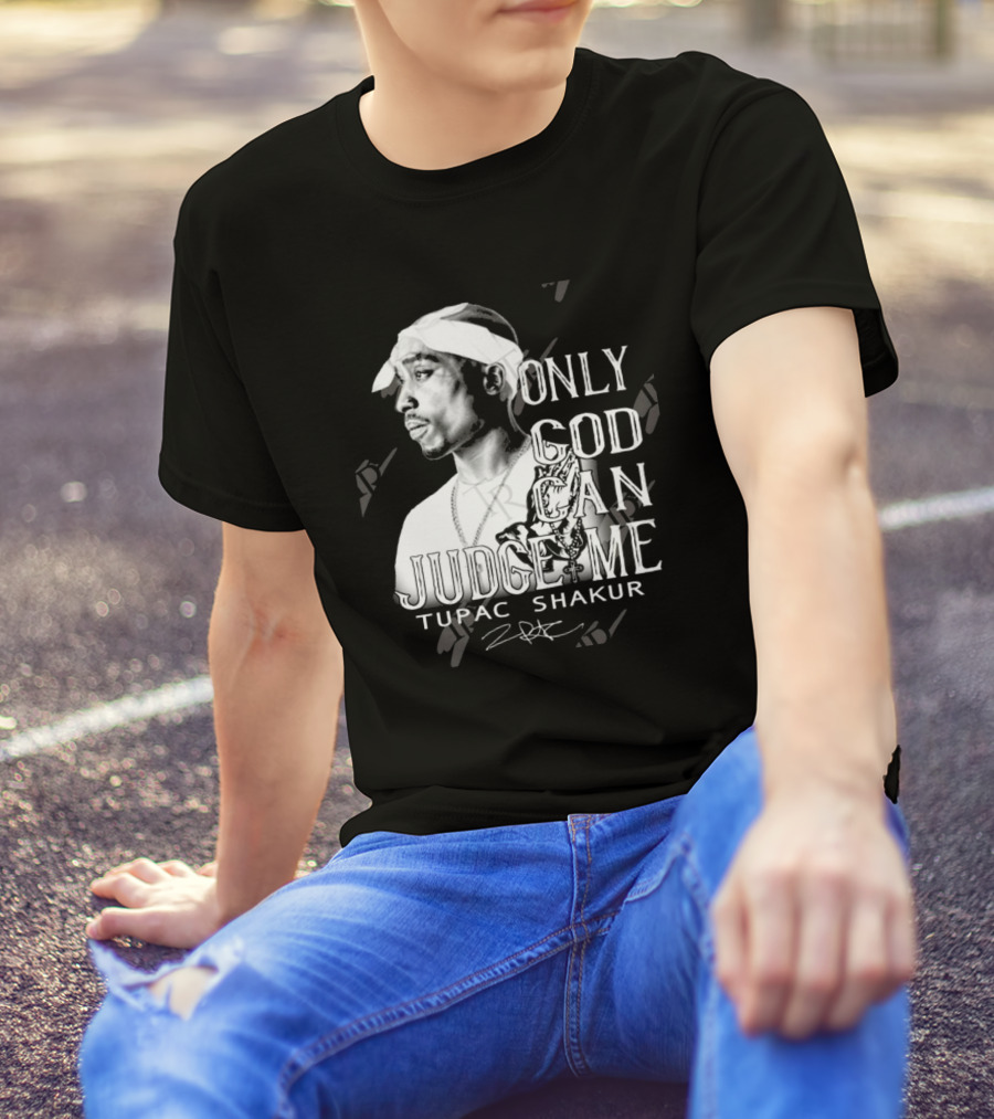 Tupac Shakur Only God Can Judge Me Signature Bandana Tribute T-Shirt