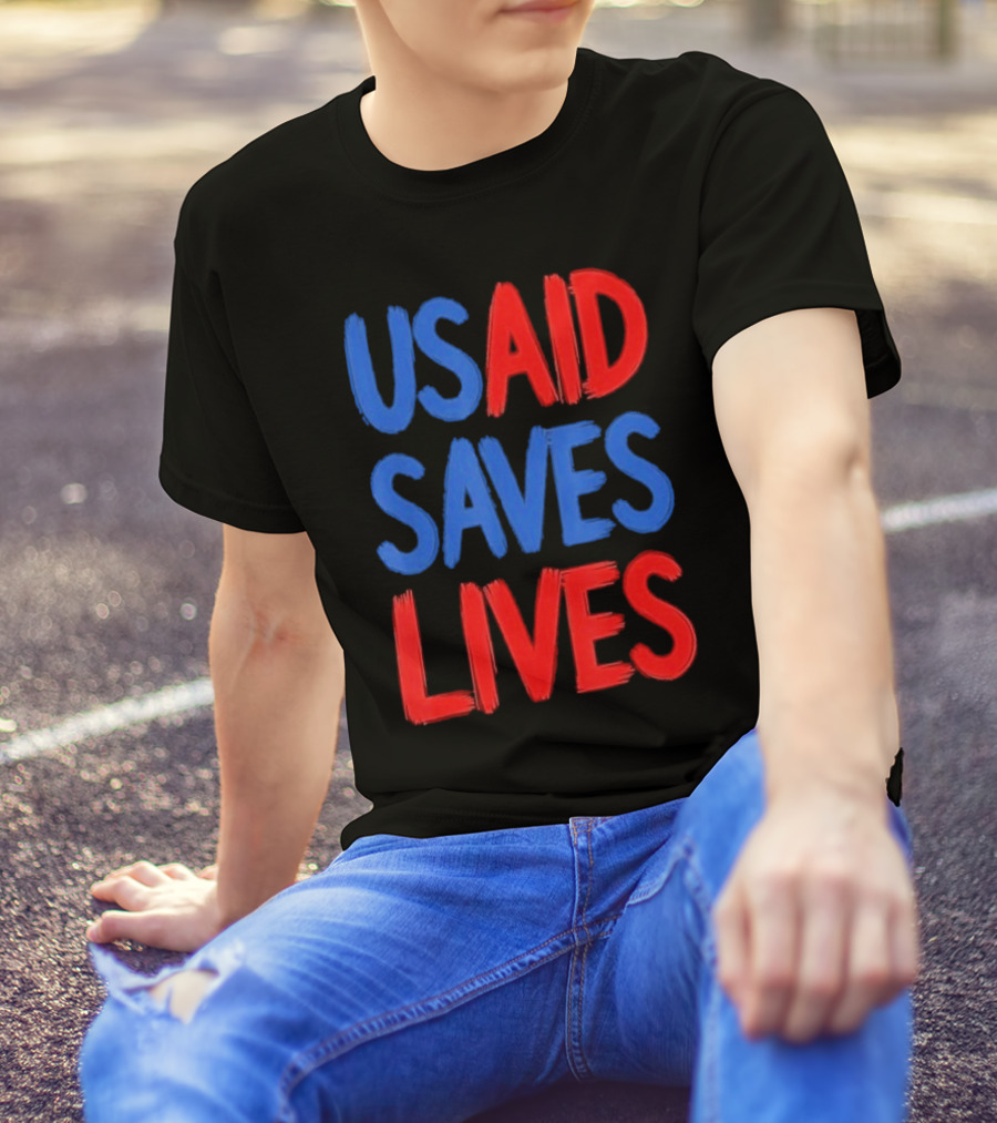 USAID Saves Lives Red And Blue Text T-Shirt