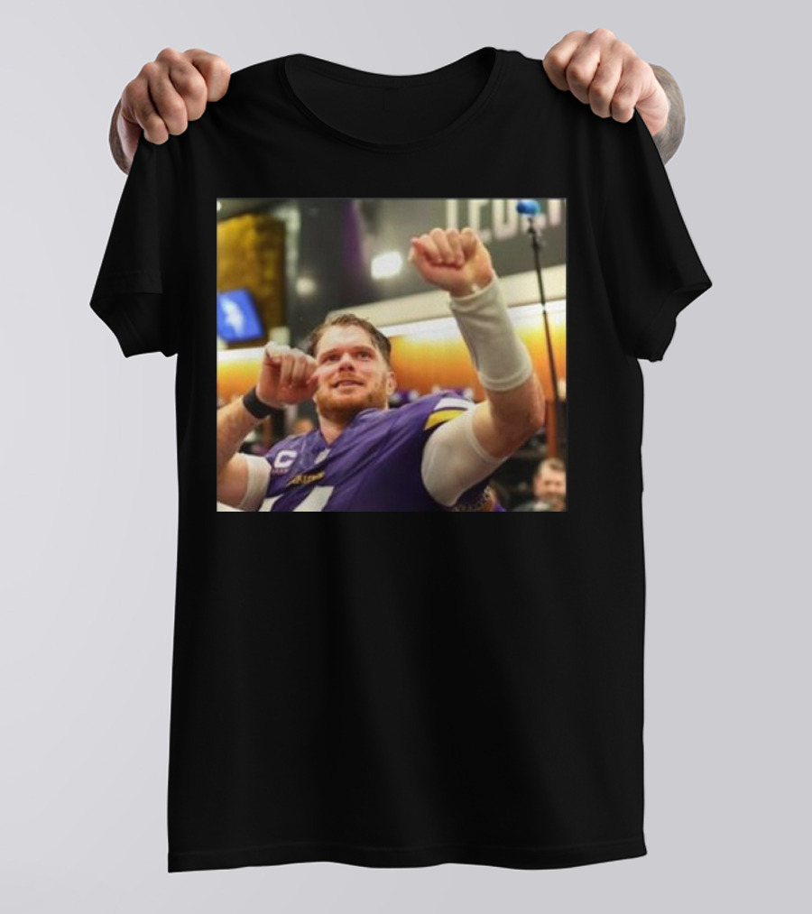 Vikings Locker Room Celebration With Sam Darnold In Jersey T-Shirt