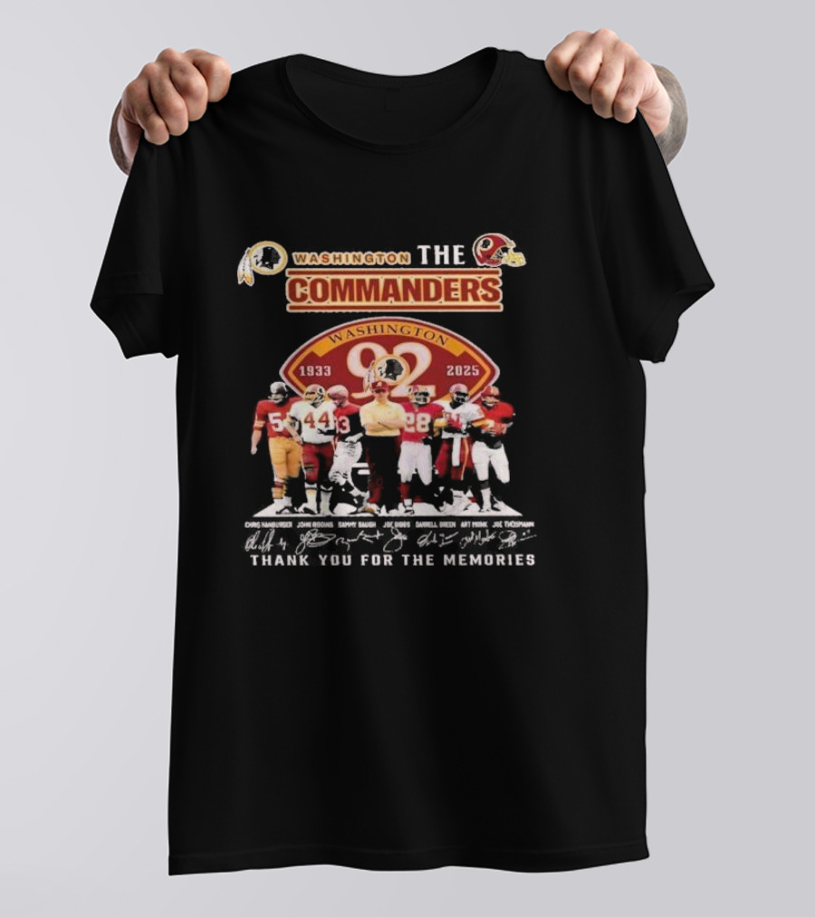 Washington Commanders 1933 2025 Thank You For The Memories Football Legends T-Shirt