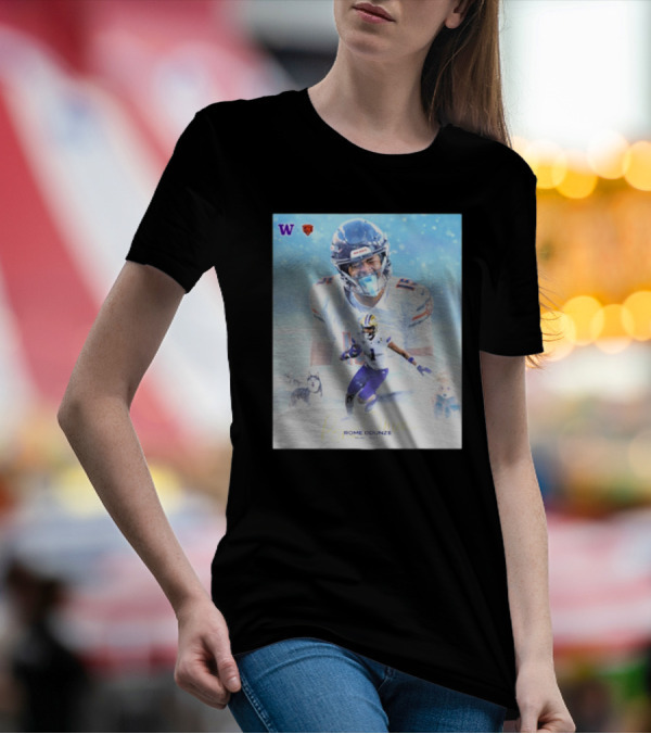 Washington Huskies Chicago Bears Rome Odunze Autographed Pick 9 T-Shirt