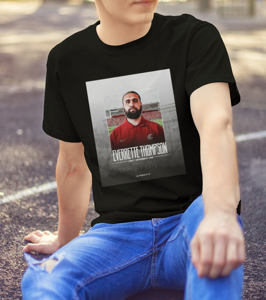 Washington State Football Everette Thompson Assistant Defensive Line Coach Palouse Stadium T-Shirt
