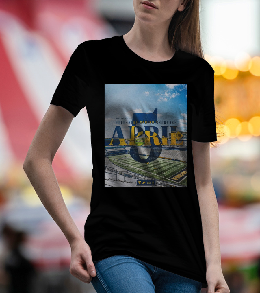 West Virginia Mountaineers Save The Date Gold Blue Spring Showcase April 5 2025 1 PM T-Shirt