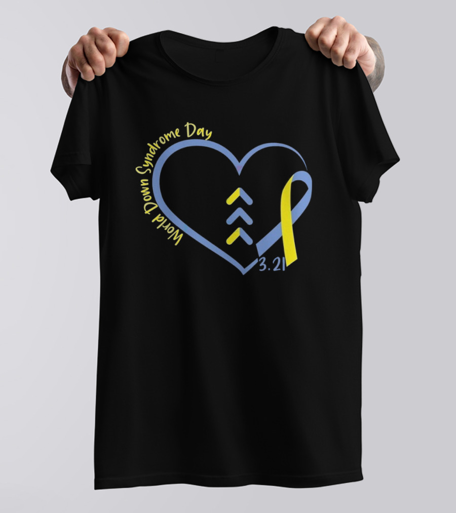 World Down Syndrome Day 3.21 Heart Ribbon Awareness T-Shirt