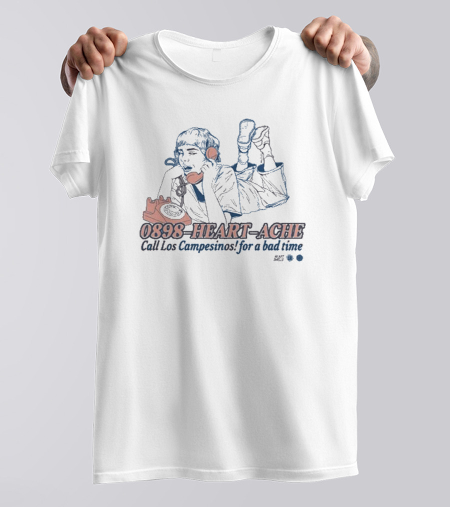 0898 Heart Ache Los Campesinos Call For A Bad Time With Vintage Phone Illustration T-Shirt