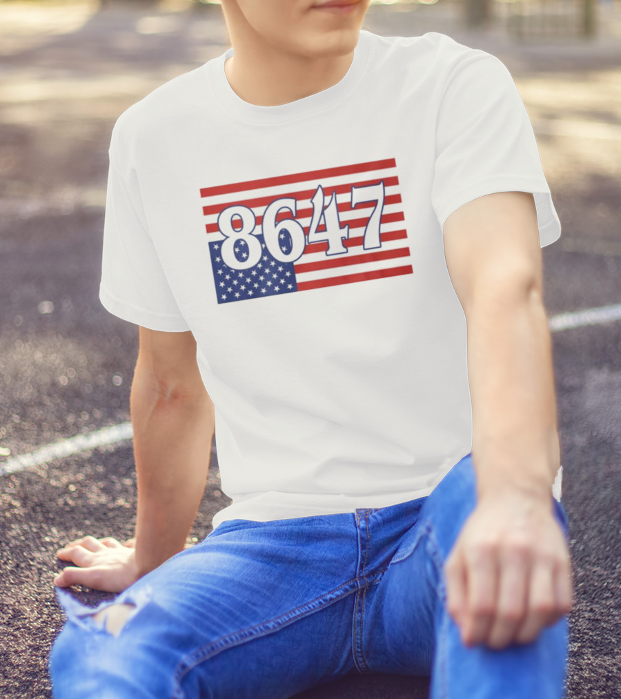 8647 American Flag Inverted Red Blue Stripes T-Shirt