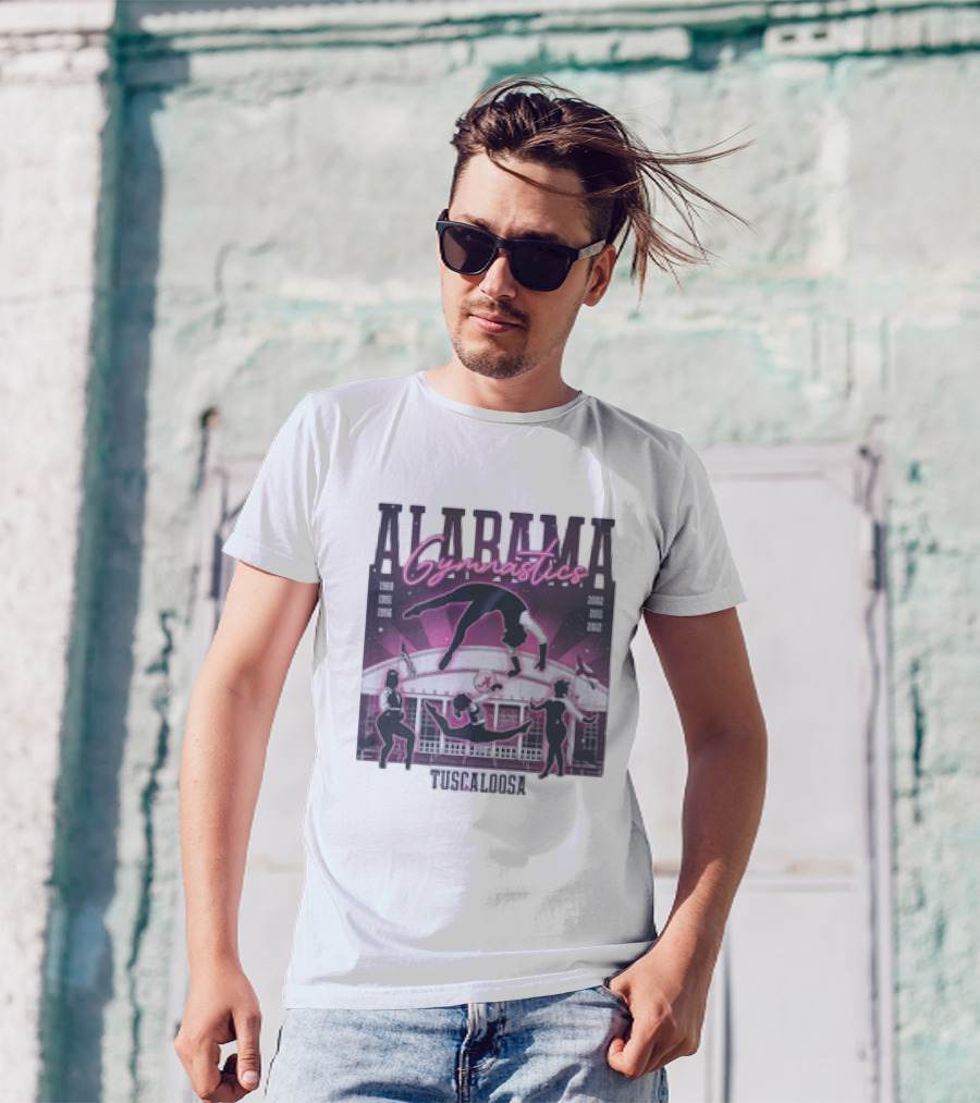 Alabama Gymnastics Over The Coliseum Tuscaloosa With Years 1988 1991 1996 2002 2011 2012 T-Shirt